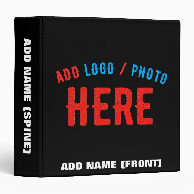 STYLISH MODERN CUSTOMIZABLE BLACK VERIFIED BRANDED 3 RING BINDER (Front/Spine)