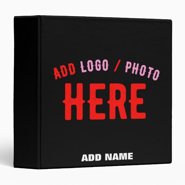 STYLISH MODERN CUSTOMIZABLE BLACK VERIFIED BRANDED 3 RING BINDER (Front/Spine)