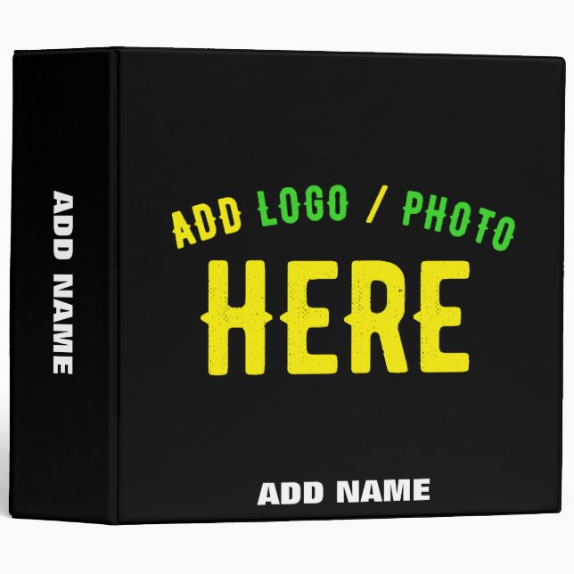 STYLISH MODERN CUSTOMIZABLE BLACK VERIFIED BRANDED 3 RING BINDER (Front/Spine)