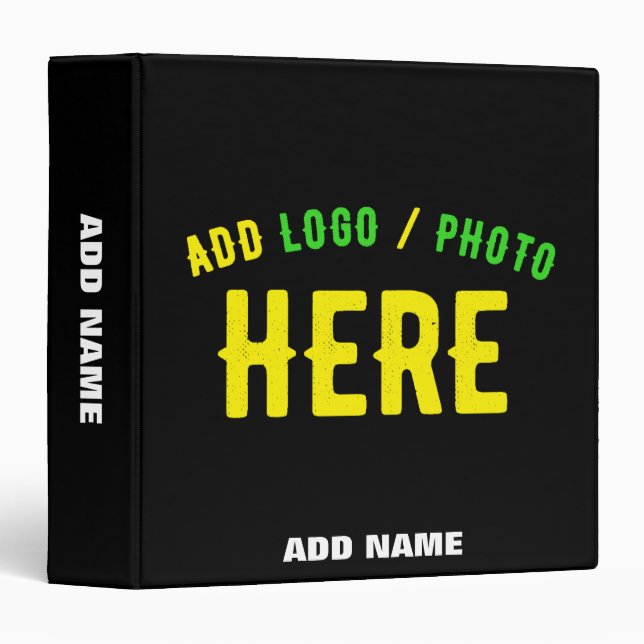 STYLISH MODERN CUSTOMIZABLE BLACK VERIFIED BRANDED 3 RING BINDER (Front/Spine)