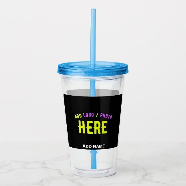 STYLISH MODERN CUSTOMIZABLE BLACK VERIFIED BRANDED ACRYLIC TUMBLER (Front)