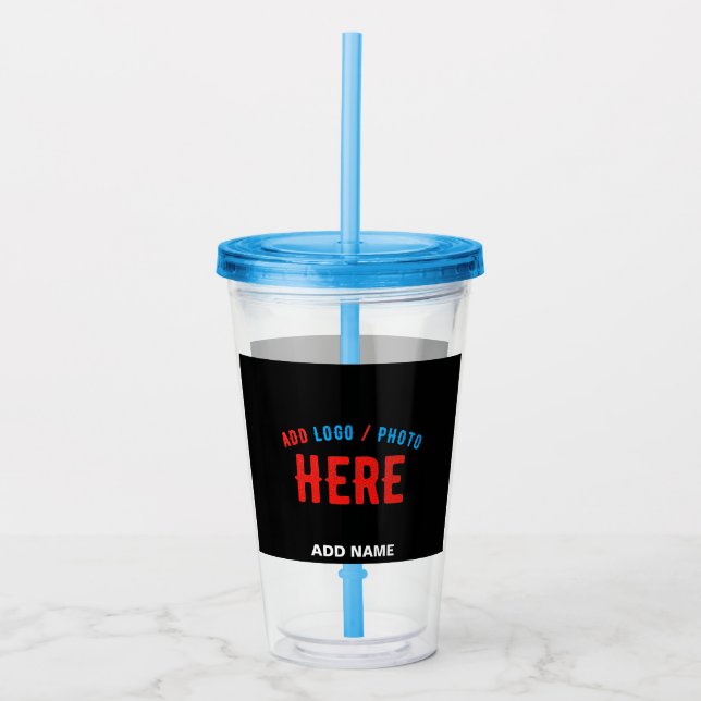 STYLISH MODERN CUSTOMIZABLE BLACK VERIFIED BRANDED ACRYLIC TUMBLER (Front)