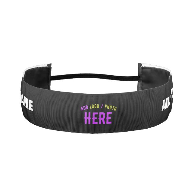 STYLISH MODERN CUSTOMIZABLE BLACK VERIFIED BRANDED ATHLETIC HEADBAND (Front)