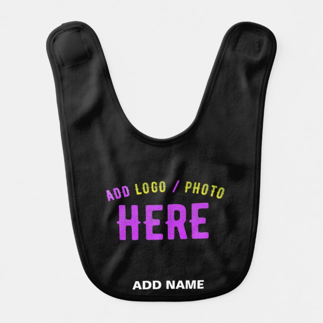 STYLISH MODERN CUSTOMIZABLE BLACK VERIFIED BRANDED BABY BIB (Front)