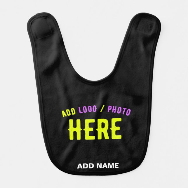 STYLISH MODERN CUSTOMIZABLE BLACK VERIFIED BRANDED BABY BIB (Front)