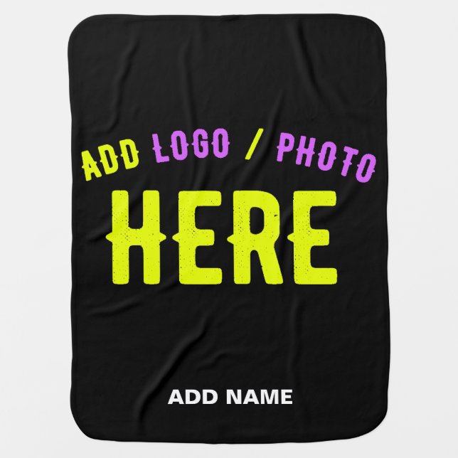 STYLISH MODERN CUSTOMIZABLE BLACK VERIFIED BRANDED BABY BLANKET (Front)