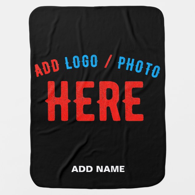 STYLISH MODERN CUSTOMIZABLE BLACK VERIFIED BRANDED BABY BLANKET (Front)