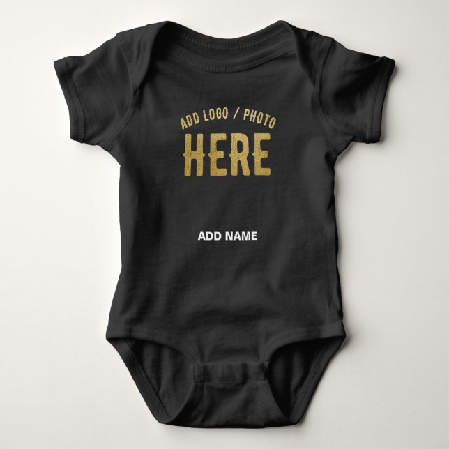 STYLISH MODERN CUSTOMIZABLE BLACK VERIFIED BRANDED BABY BODYSUIT (Front)