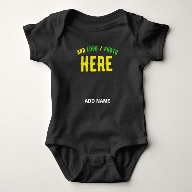 STYLISH MODERN CUSTOMIZABLE BLACK VERIFIED BRANDED BABY BODYSUIT (Front)