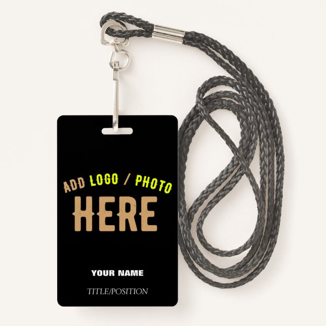 STYLISH MODERN CUSTOMIZABLE BLACK VERIFIED BRANDED BADGE (Front with Lanyard)