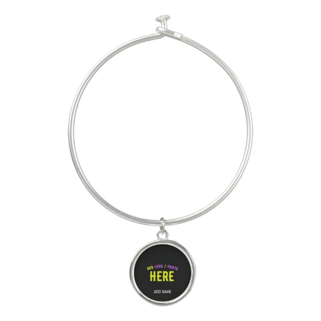 STYLISH MODERN CUSTOMIZABLE BLACK VERIFIED BRANDED BANGLE BRACELET (Front)