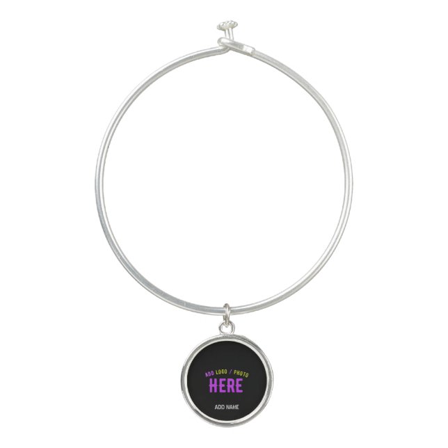 STYLISH MODERN CUSTOMIZABLE BLACK VERIFIED BRANDED BANGLE BRACELET (Front)