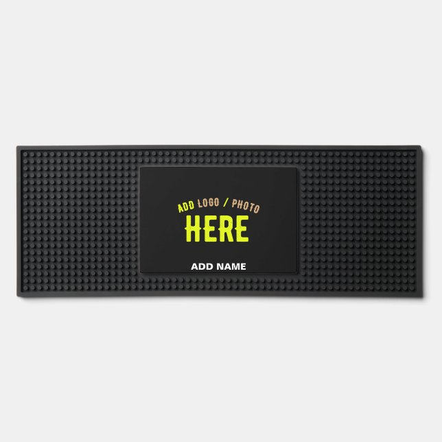 STYLISH MODERN CUSTOMIZABLE BLACK VERIFIED BRANDED BAR MAT  (Front)