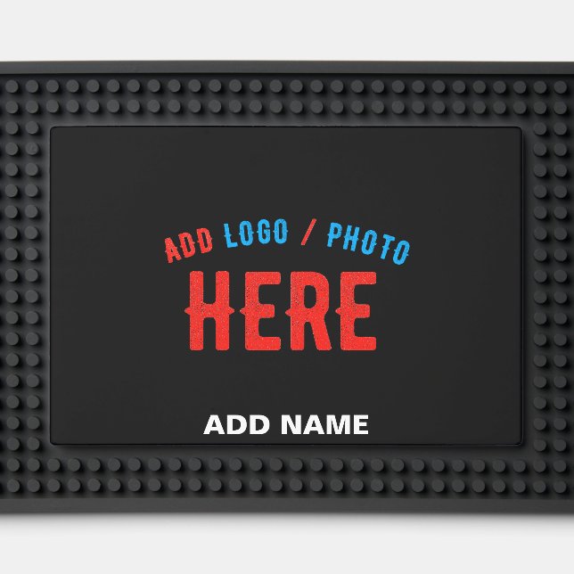 STYLISH MODERN CUSTOMIZABLE BLACK VERIFIED BRANDED BAR MAT  (Front (Close Up))