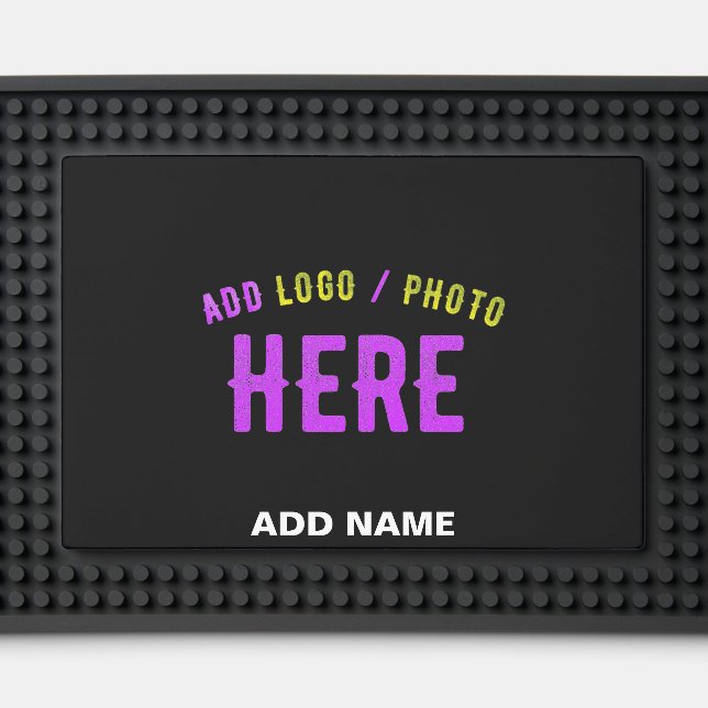 STYLISH MODERN CUSTOMIZABLE BLACK VERIFIED BRANDED BAR MAT  (Front (Close Up))
