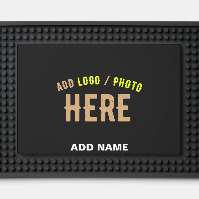 STYLISH MODERN CUSTOMIZABLE BLACK VERIFIED BRANDED BAR MAT  (Front (Close Up))