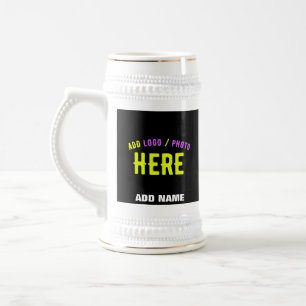 STYLISH MODERN CUSTOMIZABLE BLACK VERIFIED BRANDED BEER STEIN
