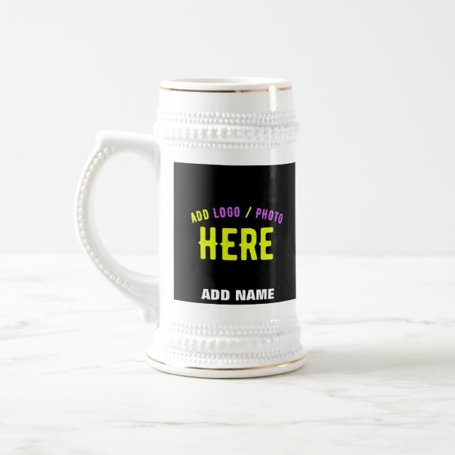 STYLISH MODERN CUSTOMIZABLE BLACK VERIFIED BRANDED BEER STEIN (Left)