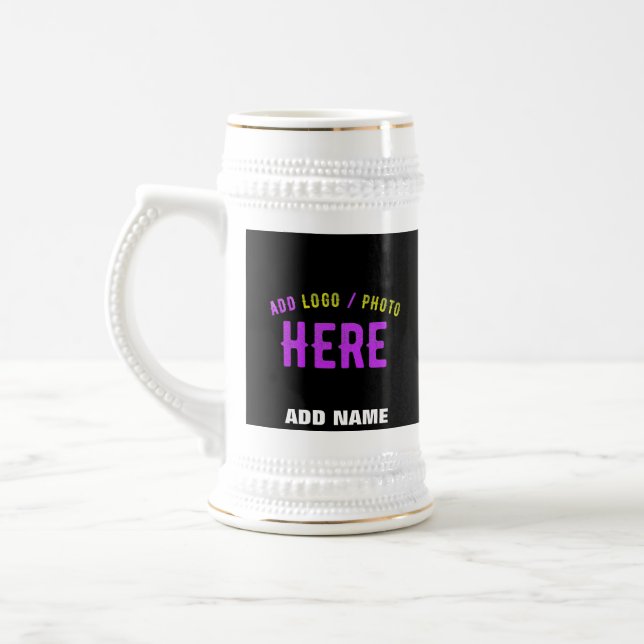 STYLISH MODERN CUSTOMIZABLE BLACK VERIFIED BRANDED BEER STEIN (Left)