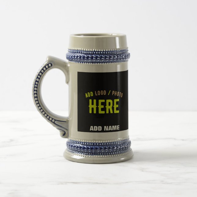 STYLISH MODERN CUSTOMIZABLE BLACK VERIFIED BRANDED BEER STEIN (Left)