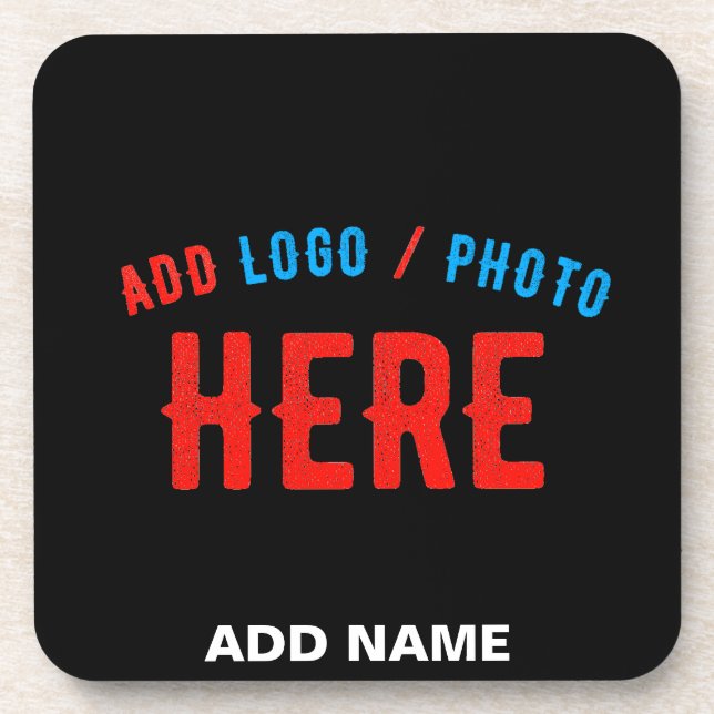 STYLISH MODERN CUSTOMIZABLE BLACK VERIFIED BRANDED BEVERAGE COASTER (Front)