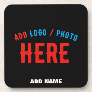 STYLISH MODERN CUSTOMIZABLE BLACK VERIFIED BRANDED BEVERAGE COASTER