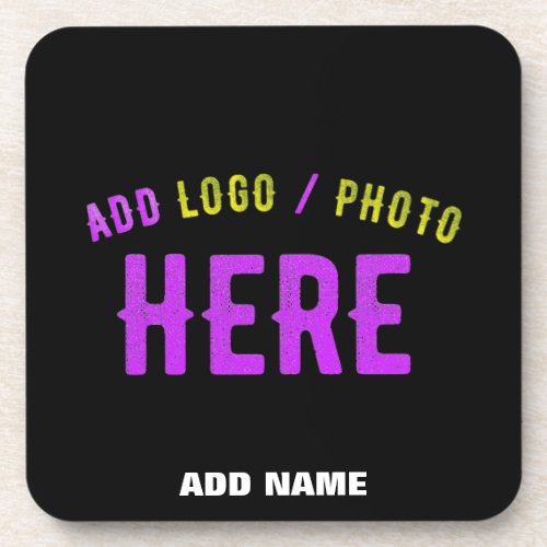 STYLISH MODERN CUSTOMIZABLE BLACK VERIFIED BRANDED BEVERAGE COASTER