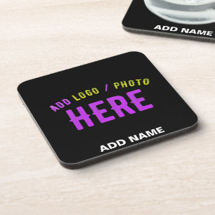 STYLISH MODERN CUSTOMIZABLE BLACK VERIFIED BRANDED BEVERAGE COASTER
