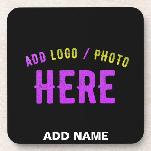 STYLISH MODERN CUSTOMIZABLE BLACK VERIFIED BRANDED BEVERAGE COASTER