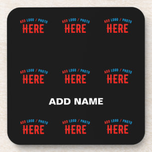 STYLISH MODERN CUSTOMIZABLE BLACK VERIFIED BRANDED BEVERAGE COASTER