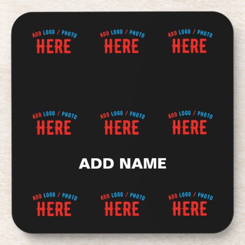 STYLISH MODERN CUSTOMIZABLE BLACK VERIFIED BRANDED BEVERAGE COASTER