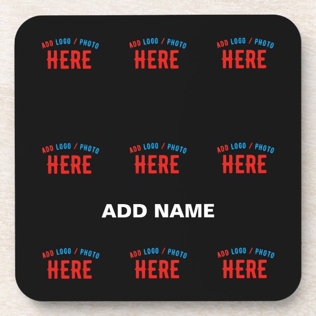 STYLISH MODERN CUSTOMIZABLE BLACK VERIFIED BRANDED BEVERAGE COASTER (Front)