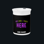 STYLISH MODERN CUSTOMIZABLE BLACK VERIFIED BRANDED BEVERAGE PITCHER<br><div class="desc">THIS IS A DESIGN FITTING FOR EVERYONE.YOU CAN CHANGE, RESIZE OR ADD LOGO, PHOTO, TEXT AND COLOURS THE WAY YOU LIKE.THANK YOU.</div>