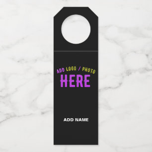 STYLISH MODERN CUSTOMIZABLE BLACK VERIFIED BRANDED BOTTLE HANGER TAG