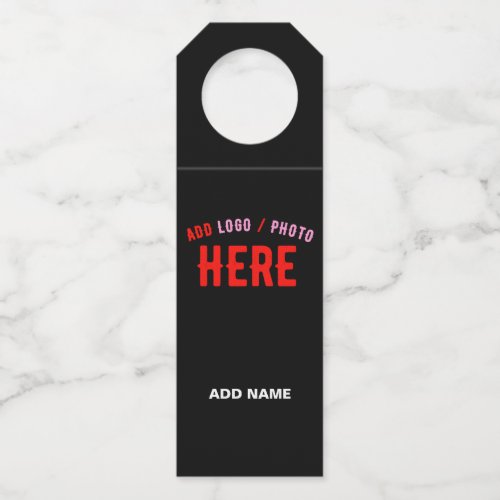 STYLISH MODERN CUSTOMIZABLE BLACK VERIFIED BRANDED BOTTLE HANGER TAG