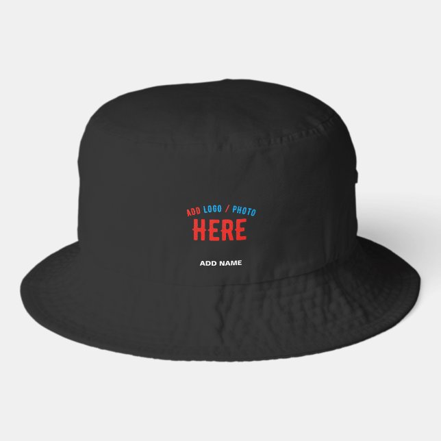 STYLISH MODERN CUSTOMIZABLE BLACK VERIFIED BRANDED BUCKET HAT (Front)