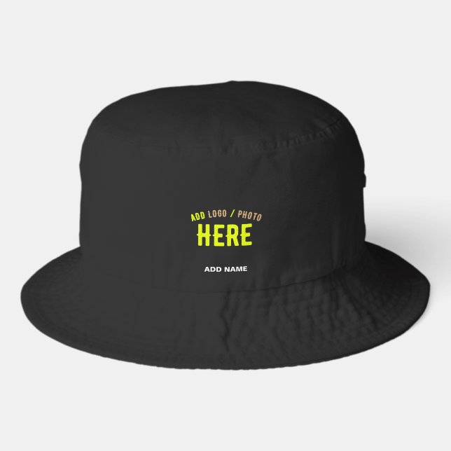 STYLISH MODERN CUSTOMIZABLE BLACK VERIFIED BRANDED BUCKET HAT (Front)