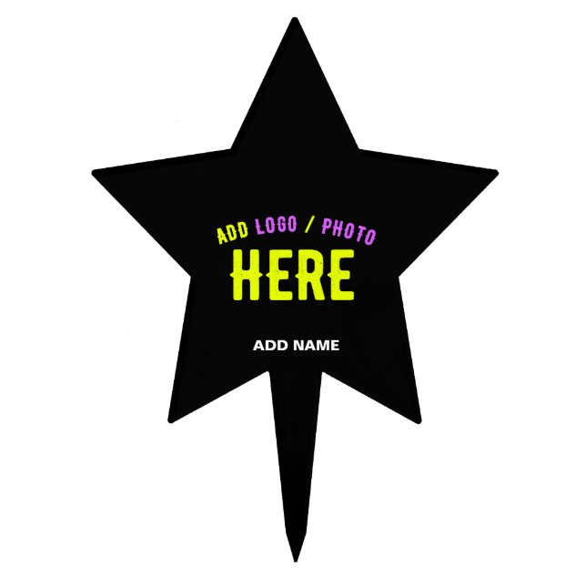 STYLISH MODERN CUSTOMIZABLE BLACK VERIFIED BRANDED CAKE TOPPER (Front)