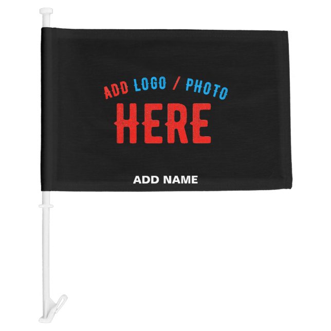 STYLISH MODERN CUSTOMIZABLE BLACK VERIFIED BRANDED CAR FLAG (Front)