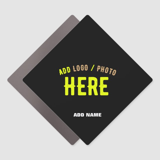 STYLISH MODERN CUSTOMIZABLE BLACK VERIFIED BRANDED CAR MAGNET (Front)