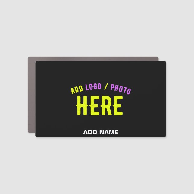 STYLISH MODERN CUSTOMIZABLE BLACK VERIFIED BRANDED CAR MAGNET (Front)