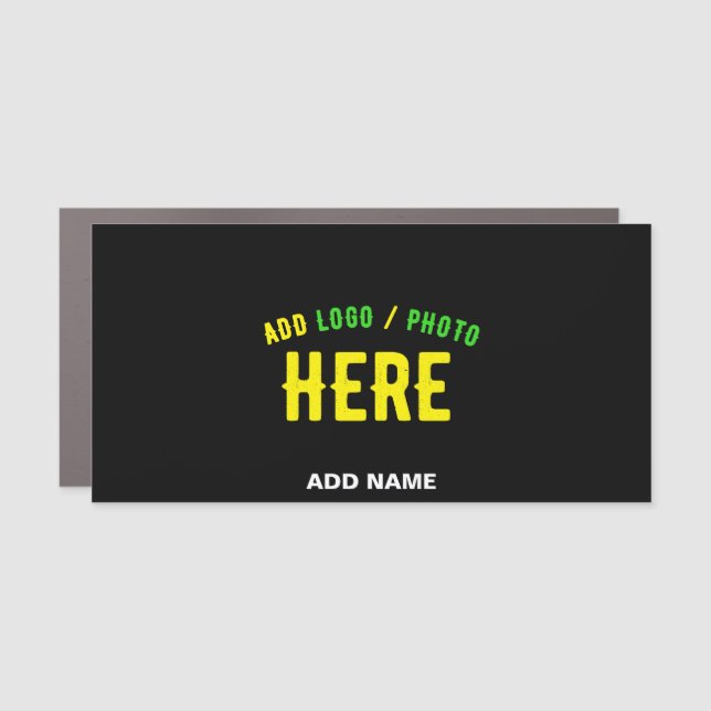 STYLISH MODERN CUSTOMIZABLE BLACK VERIFIED BRANDED CAR MAGNET (Front)