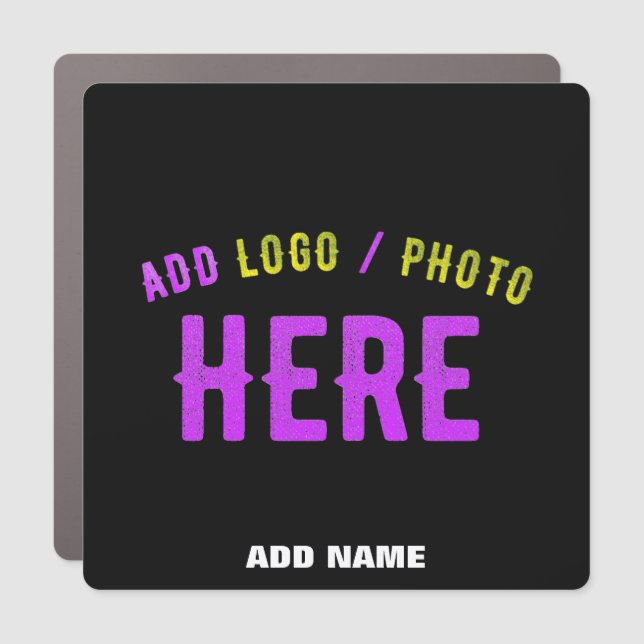 STYLISH MODERN CUSTOMIZABLE BLACK VERIFIED BRANDED CAR MAGNET (Front)