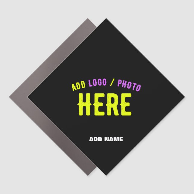 STYLISH MODERN CUSTOMIZABLE BLACK VERIFIED BRANDED CAR MAGNET (Front)