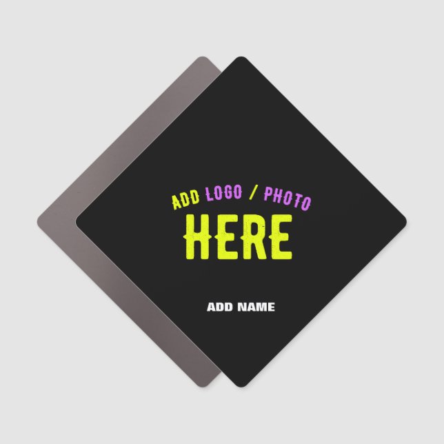 STYLISH MODERN CUSTOMIZABLE BLACK VERIFIED BRANDED CAR MAGNET (Front)