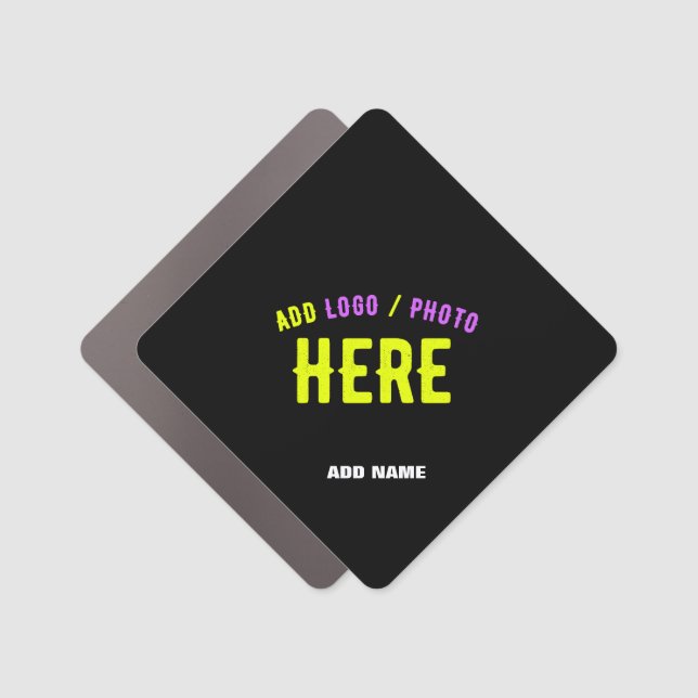 STYLISH MODERN CUSTOMIZABLE BLACK VERIFIED BRANDED CAR MAGNET (Front)