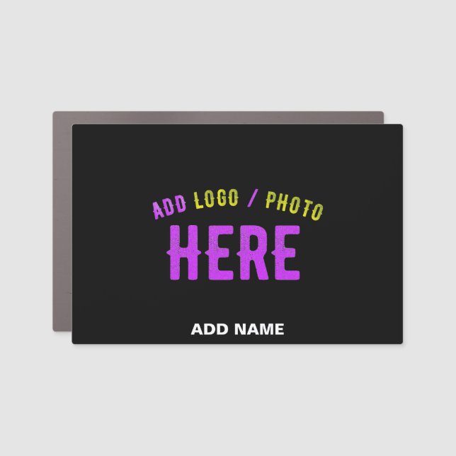 STYLISH MODERN CUSTOMIZABLE BLACK VERIFIED BRANDED CAR MAGNET (Front)