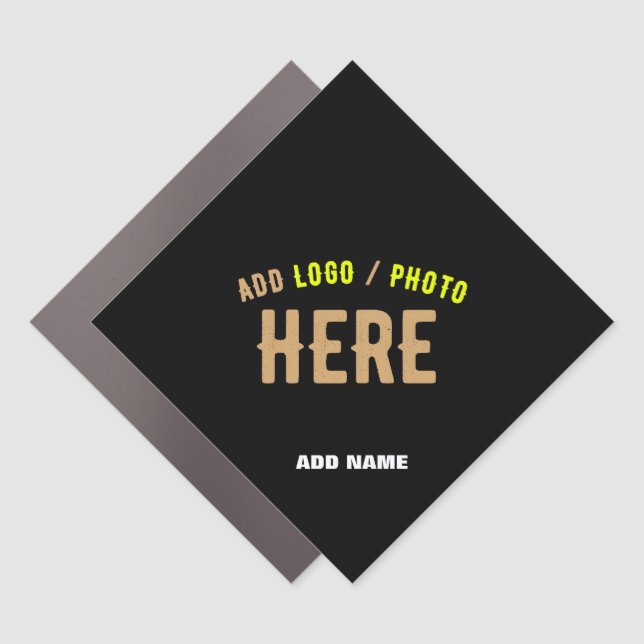 STYLISH MODERN CUSTOMIZABLE BLACK VERIFIED BRANDED CAR MAGNET (Front)