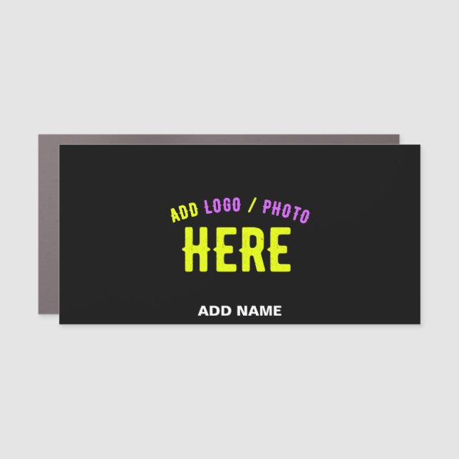 STYLISH MODERN CUSTOMIZABLE BLACK VERIFIED BRANDED CAR MAGNET (Front)