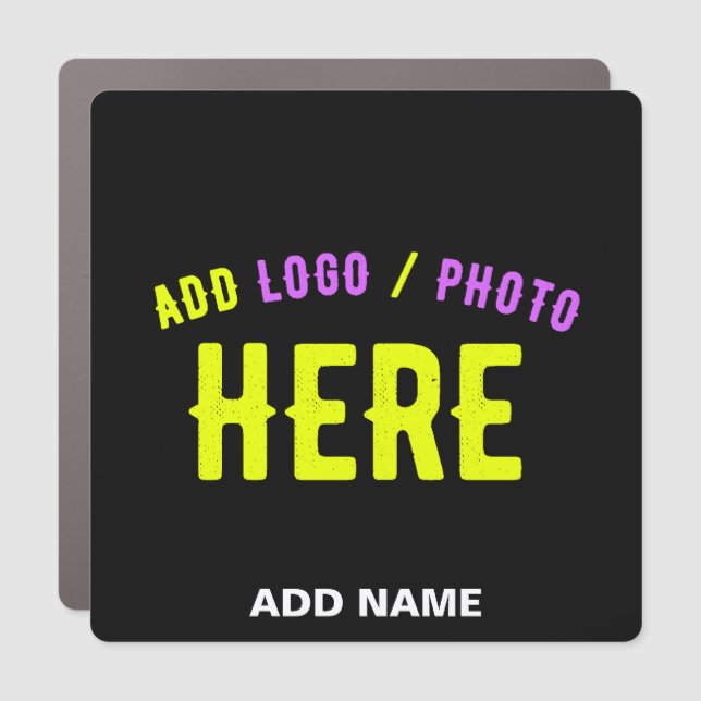STYLISH MODERN CUSTOMIZABLE BLACK VERIFIED BRANDED CAR MAGNET (Front)